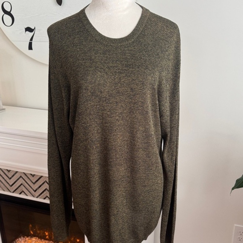 100%‎ Silk Textured Knit Lightweight Sweater Large Crewneck Lux Quiet Luxury